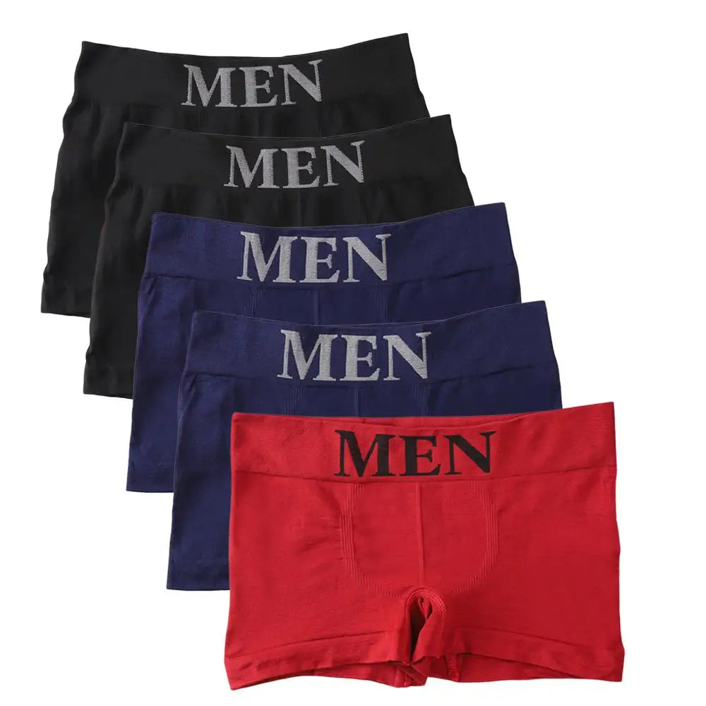 5PCS Thin High Elastic Men's Boxers Comfortable Plain Color Boxer Briefs Breathable Solid Underpants for Men