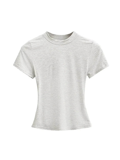 Women's Slim T-Shirt – Casual Solid Y2K Short-Sleeve Top