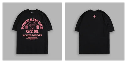 WOLVES CLUB STABILITY "PREMIUM" OVERSIZED TEE IN BLACK Summer Men's and Women's T-shirt Fashion Loose Printed Tops