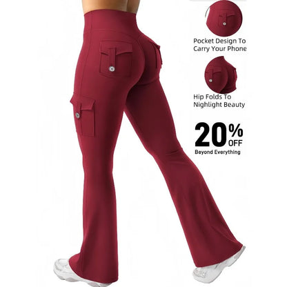 Newest Women Wide Leg High Stretch Yoga Leggings Naked Feeling Compression Fitness Workwear with Pockets Yoga Pant