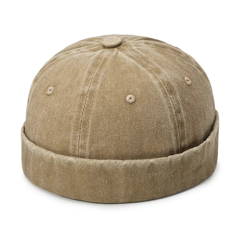 Denim Docker Cap – Brimless Sailor Beanie, Adjustable