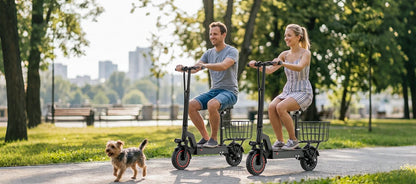 2026 New 500W 10inch Solid Tire Electric Bicycle with Basket 7.8AH Battery 22Miles Max Range 22MPH Max Speed Dua Shock Absorption Foldable Adult Ebike
