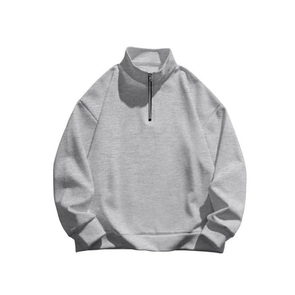 Autumn and winter new men's fleece sweatshirt stand-up collar half zipper long sleeve cross-border European trend men's top