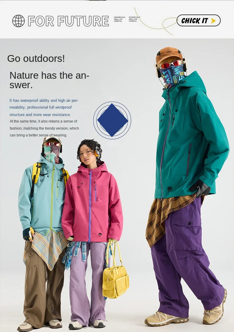 Unisex Hiking Jacket Waterproof Autumn Windbreaker Ourdoor Hooded Coats Women New Jacket Men Fishing Camping Climbing Coats