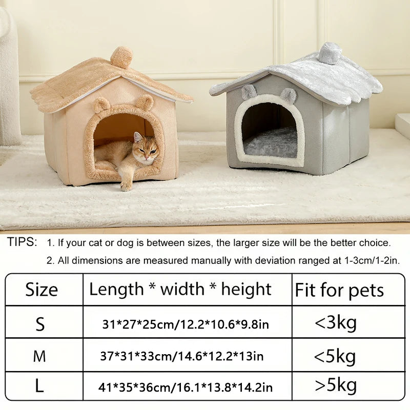 Foldable Pet House Removable Washable Cat House Puppy Cave Sofa Pet Bed House for Extra Small Dogs and Small and Medium Cats