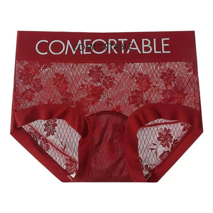 Seamless Women Panties Lace Alphabet Fashion Hip Lift Slightly Tummy Tightening Simple Lengthening Silk Crotch