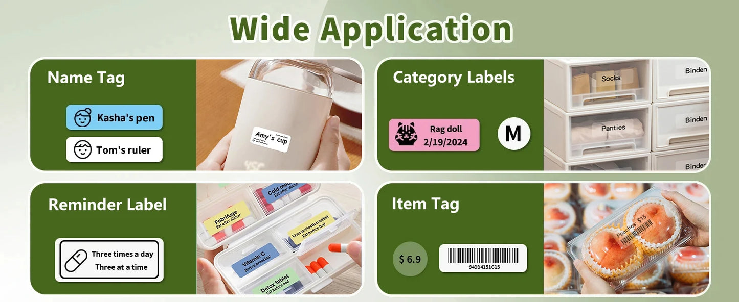 Marklife P15 Portable Thermal Printer Mini Label Printer Maker Inkless Self-adhesive Printing Machine Sticker Labeling Machine