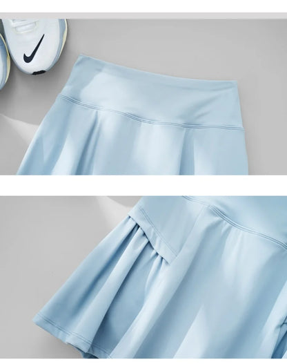 DRUR 2pcs Tennis Skirt Set Women Summer Sports Suit 2 Piece Fitness Top Skort Sets Ladies Golf Wear Set Sportswear Outfits 2025