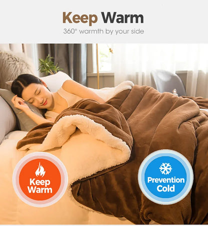 Double-Sided Wool Throw Blanket - Queen Bedspread for Winter Warmth - ZOOMNSTORE