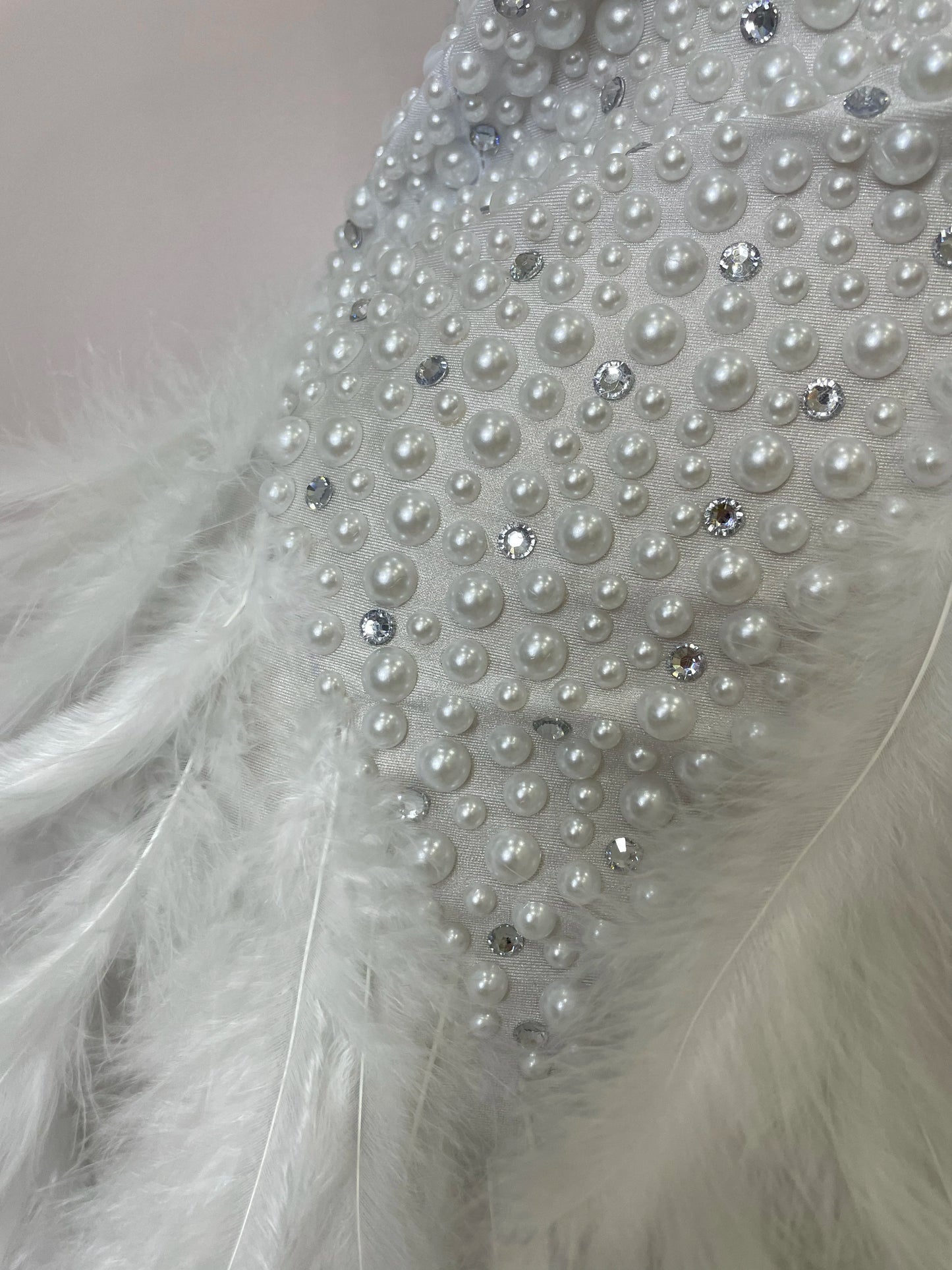 Backless Halter Dress - Women's Party Mini Sheath With Rhinestone & Feather Details