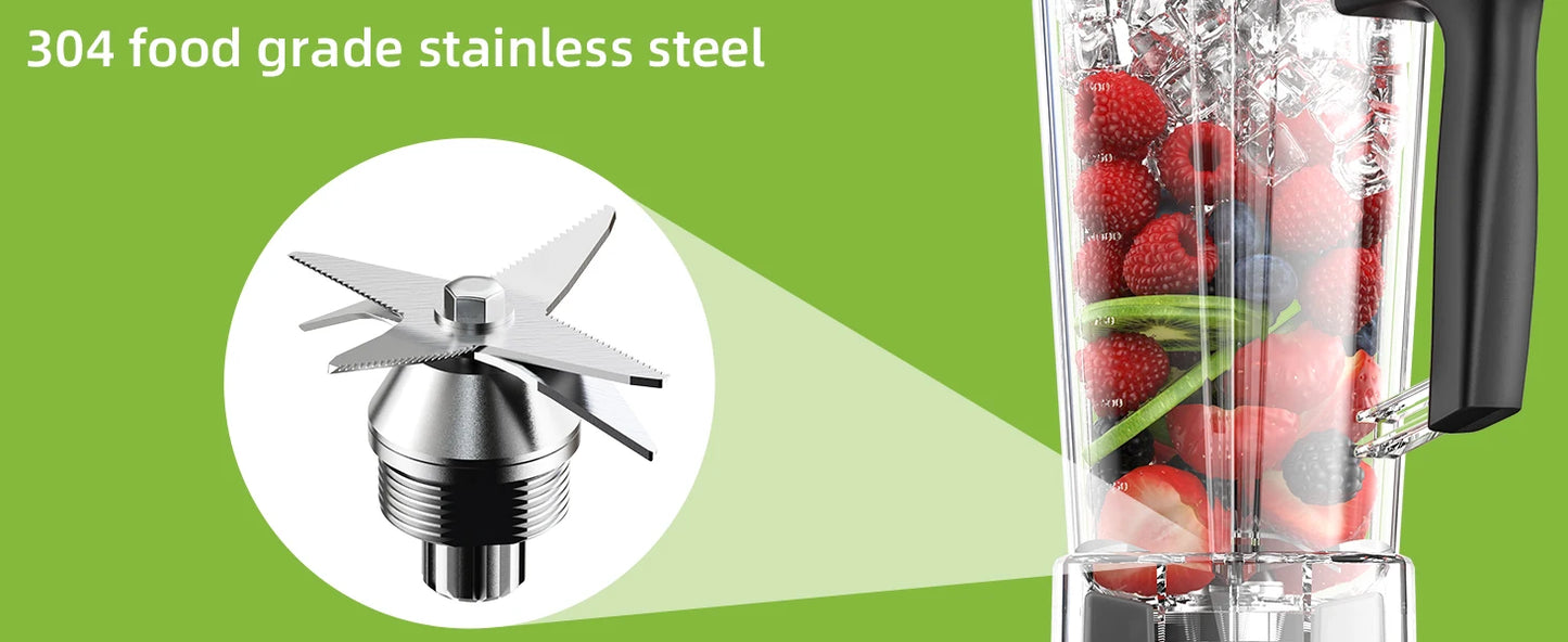 Heavy Duty Commercial Blender - 2200W Timer Mixer Juicer with 2L BPA Free Jar for Smoothies and Food Processing