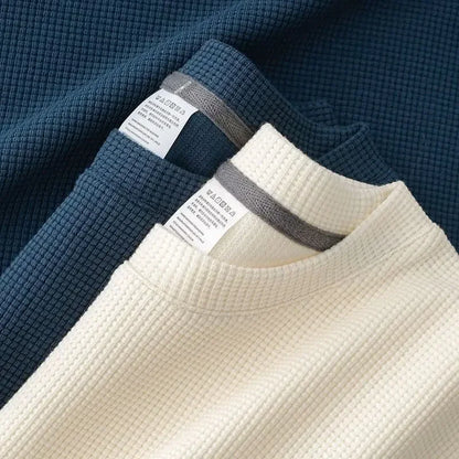 Men's Waffle-Knit T-Shirt – Breathable Round-Neck Casual Top
