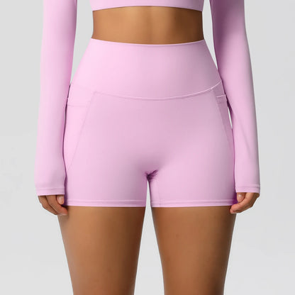 High Waist Workout Shorts – Women Gym Shorts with Pockets, Squat Proof & Quick Drying