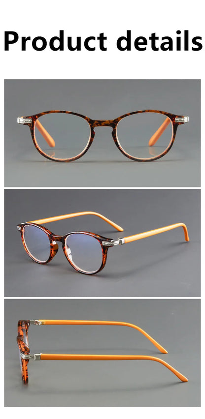 Reading Glasses Unisex – Small Round Frame Anti Blue Light Eyewear With Plastic Titanium Frame