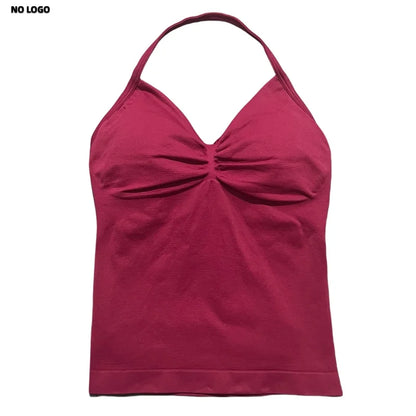 Women Yoga Vest - Longline Strappy Top | Breathable Fitness Tank Top Open Back Halter