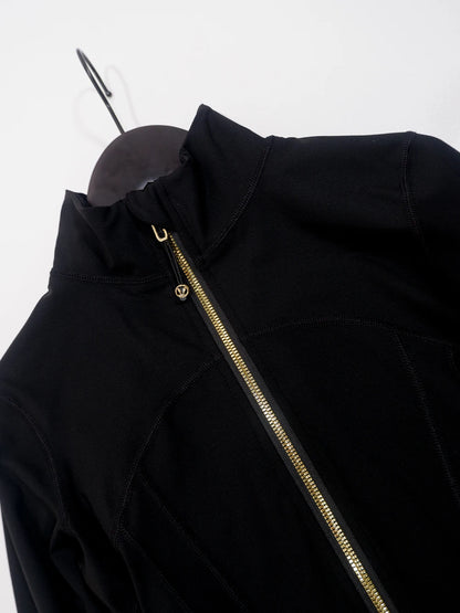 Gold zipper jacket and yoga pants set, sportswear, quick-dry and breathable, slimming and lightweight, tight-fitting