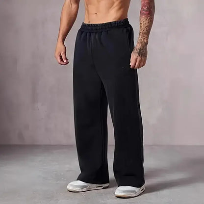 American style basketball themed casual pants for men, loose straight fit oversized sports pants