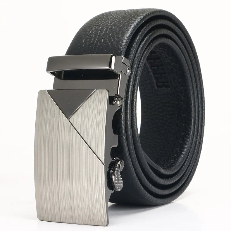Men's Leather Belt - Top Layer Cowhide With Automatic Buckle | Business Casual Accessory