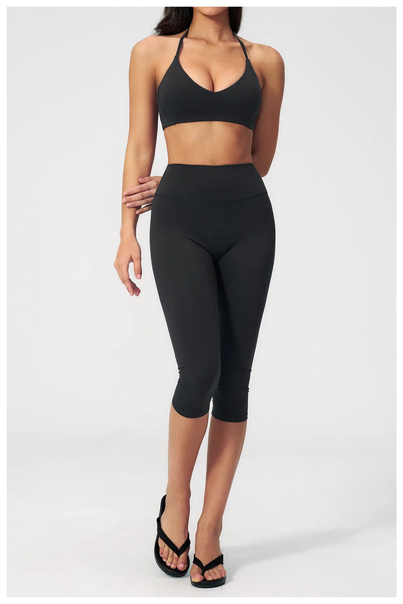 Women 2 Piece Yoga Set High Waist Capri Leggings Sports Bra Crop Top Workout Gym Athletic Outfits Female Fitness Activewear Suit