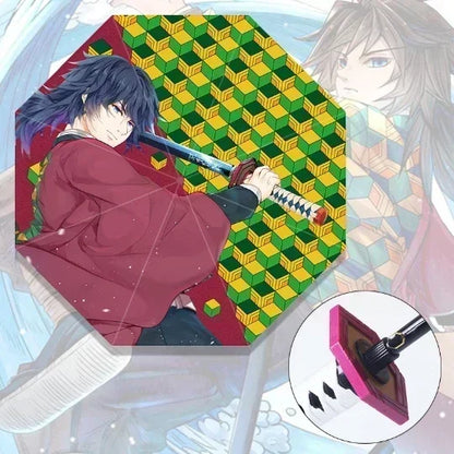 Demon Slayer Katana Umbrella Anime UV Blocking Parasol Raincoa Kyoujurou Real Japanese Katana Samurai Sword Long Umbrella Gift