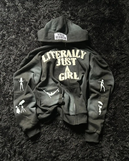 Y2K Hip Hop Hoodie Men Women 3D Print Letter Streetwear Loose Zip Up Cardigan Casual Oversized Pullover Sweatshirt Vintage Trend