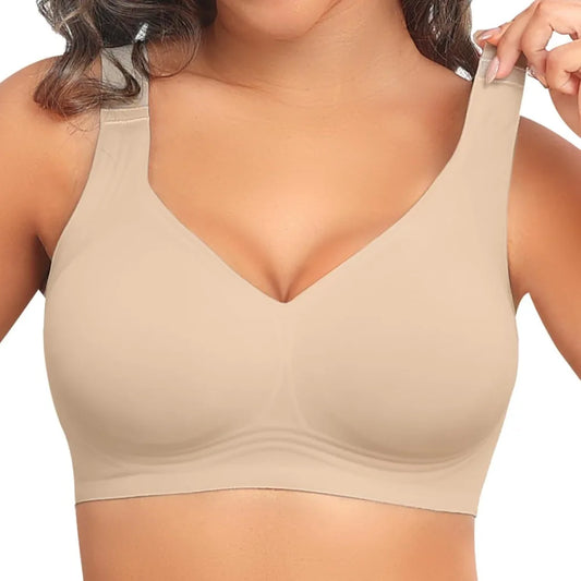 Women's Seamless Underwire Support Bra Gathers Comfortable and Soft Underwire Full Coverage T-shirt