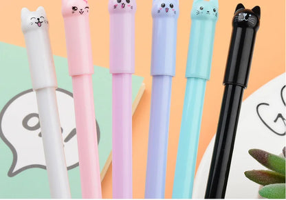 Set of 6 Cute Kitten Gel Pens, Suitable as Party Gifts for Boys and Girls, School Supplies, and Presents