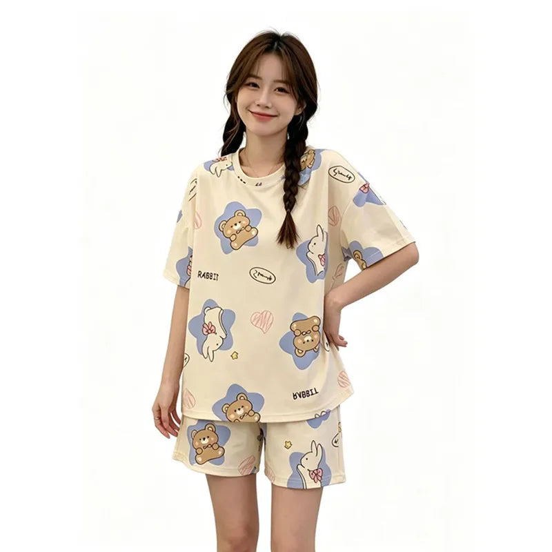 Sleepwear Set Women Short Pajamas for Women Women's Summer Pajamas Pajama Sets Pijama Woman Home Wear Panties Sleep Lounge