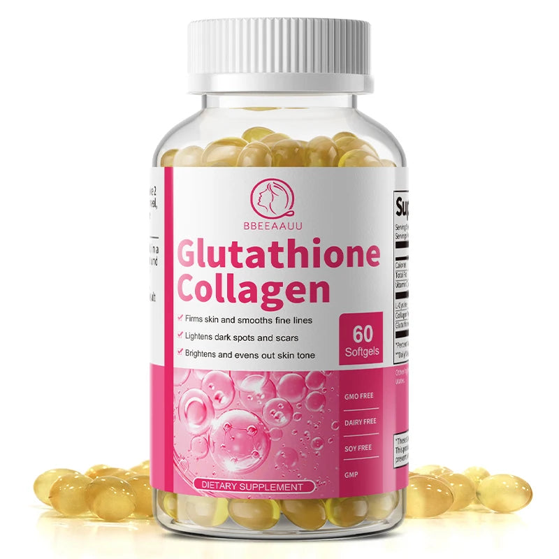 BBEEAAUU Collagen Glutathione Capsules Skin Whitening Sunscreen Fading Spots Deeply Nourishing Skin Elasticity & Moisture Level