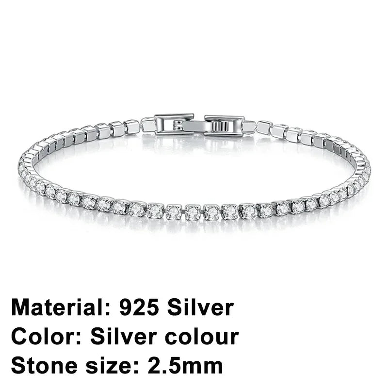 925 Sterling Silver Rose Gold Tennis Bracelet Sparkling Crystal Cubic Zirconia Hip-Hop Luxury Women's Jewelry Surprise Gift