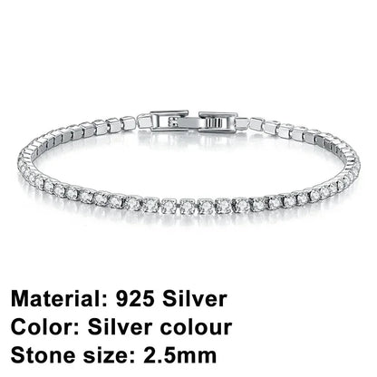 925 Sterling Silver Rose Gold Tennis Bracelet Sparkling Crystal Cubic Zirconia Hip-Hop Luxury Women's Jewelry Surprise Gift