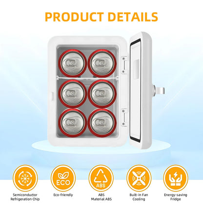 Portable 4L Mini Beauty Fridge Car & Home Dual Use Cooling Heating Refrigerator Skincare Cosmetics Makeup Face Fridge for Travel