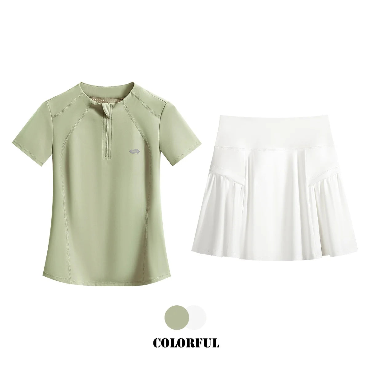 DRUR 2pcs Tennis Skirt Set Women Summer Sports Suit 2 Piece Fitness Top Skort Sets Ladies Golf Wear Set Sportswear Outfits 2025