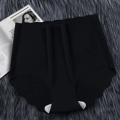 Ice Silk Panties High Waist Underwear Women Belly Seamless Breathable Briefs Girls Large Size Solid Color Sexy Lingeries Ladies