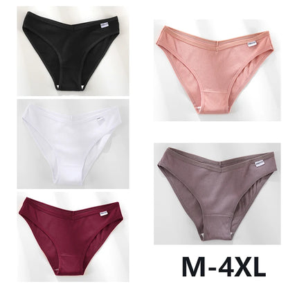 Women Cotton Panties - 5PCS Mid Rise Briefs Plus Size Sexy Ladies Underwear