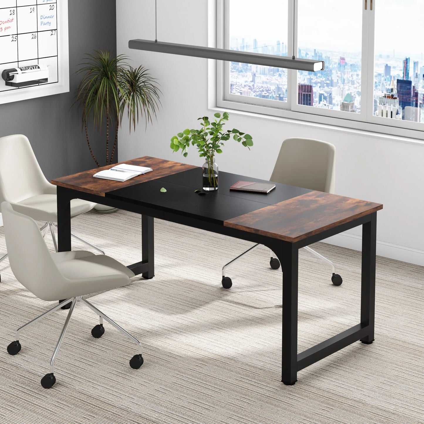 Large Office Desk | Modern Computer Desk - Spacious Writing Workstation for Home Office