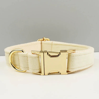 Velvet adjustable dog CollarLeash，Gold dog Collar and leash set，Dog Collar Leash and harness set strong large dog