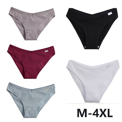 Women Cotton Panties - 5PCS Mid Rise Briefs Plus Size Sexy Ladies Underwear