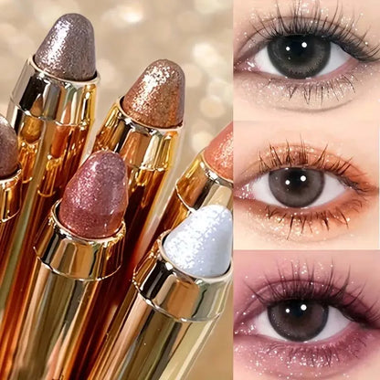 6pcs Highlighter Eyeshadow Pencil Shimmer Glitter Contouring Double-headed Eyeshadow Stick Lazy Eyeshadow Makeup