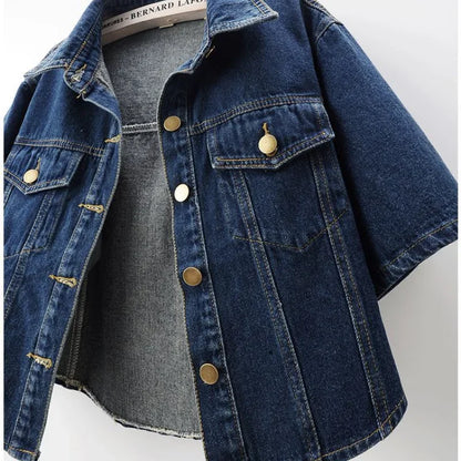 Fashionable New Versatile Short Sleeved Denim Jacket for Women Loose Korean Version Top Small Shawl Cardigan for Outerwear