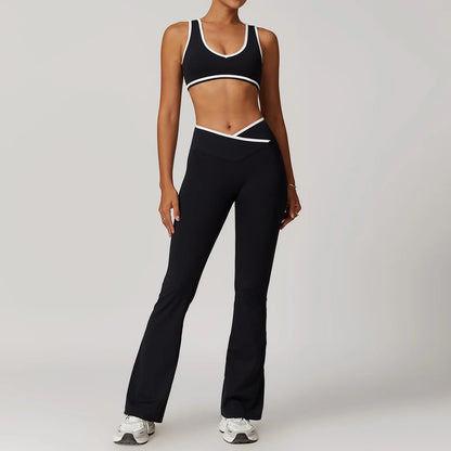 Yoga Workout Set – High Waist Leggings & Sports Bra Outfit | Breathable Fitness Sportswear