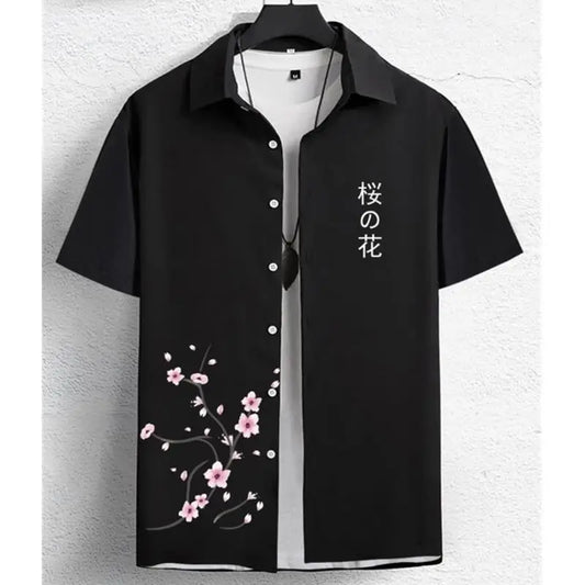 Hawaiian Men'S Shirt 3d Flower&Text Printing Beach Party Sweatshirt Loose Oversized And Blouse High-Quality Clothing