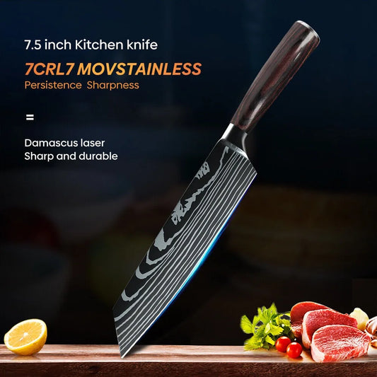 8 Inch Kiritsuke Knife - Ultra Sharp German High Carbon Stainless Steel Chefs Knife for Meat Fish Sushi