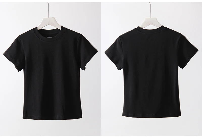 Basic T Shirts Women Cotton Slim Fit White Tops Summer Black Tees Crew Neck 100% Cotton T Shirt For Women Plain T-shirts Soft