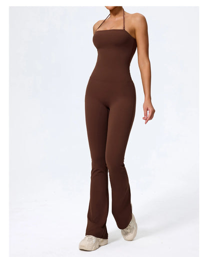 Women Yoga Jumpsuit - Sleeveless Quick Dry Workout Wear with Backless Sportswear Design