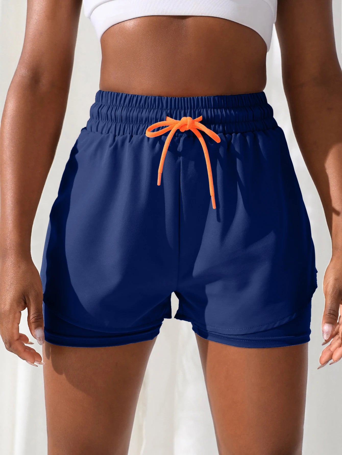 Women's High Rise Yoga Shorts - Elastic Waistband, Breathable Running Shorts