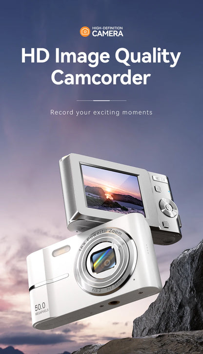 Portable Digital Camera - 44MP Compact Camera with 16x Zoom & 2.4 Inch LCD Screen