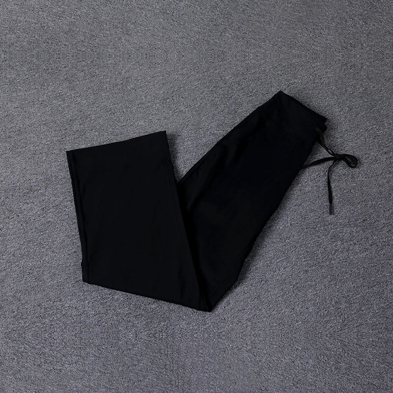 High Quality High-waist Loose Straight-leg Yoga Pants Women's Skin Friendly Nudity Casual Drawstring Quick-dry Gym Bell-bottoms