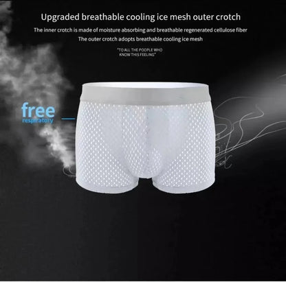 5pcs/Men's Underwear Summer Ice Silk Underwear Plus Size Panties Cool Breathable Sexy Boxer Panties Mesh Comfort Underwear L-5XL