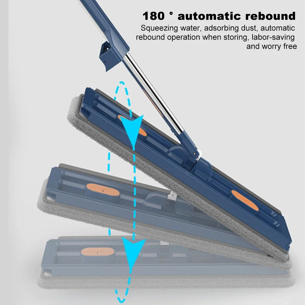 360 Rotating Microfiber Flat Mop - Self-Contained Lazy Floor Cleaner